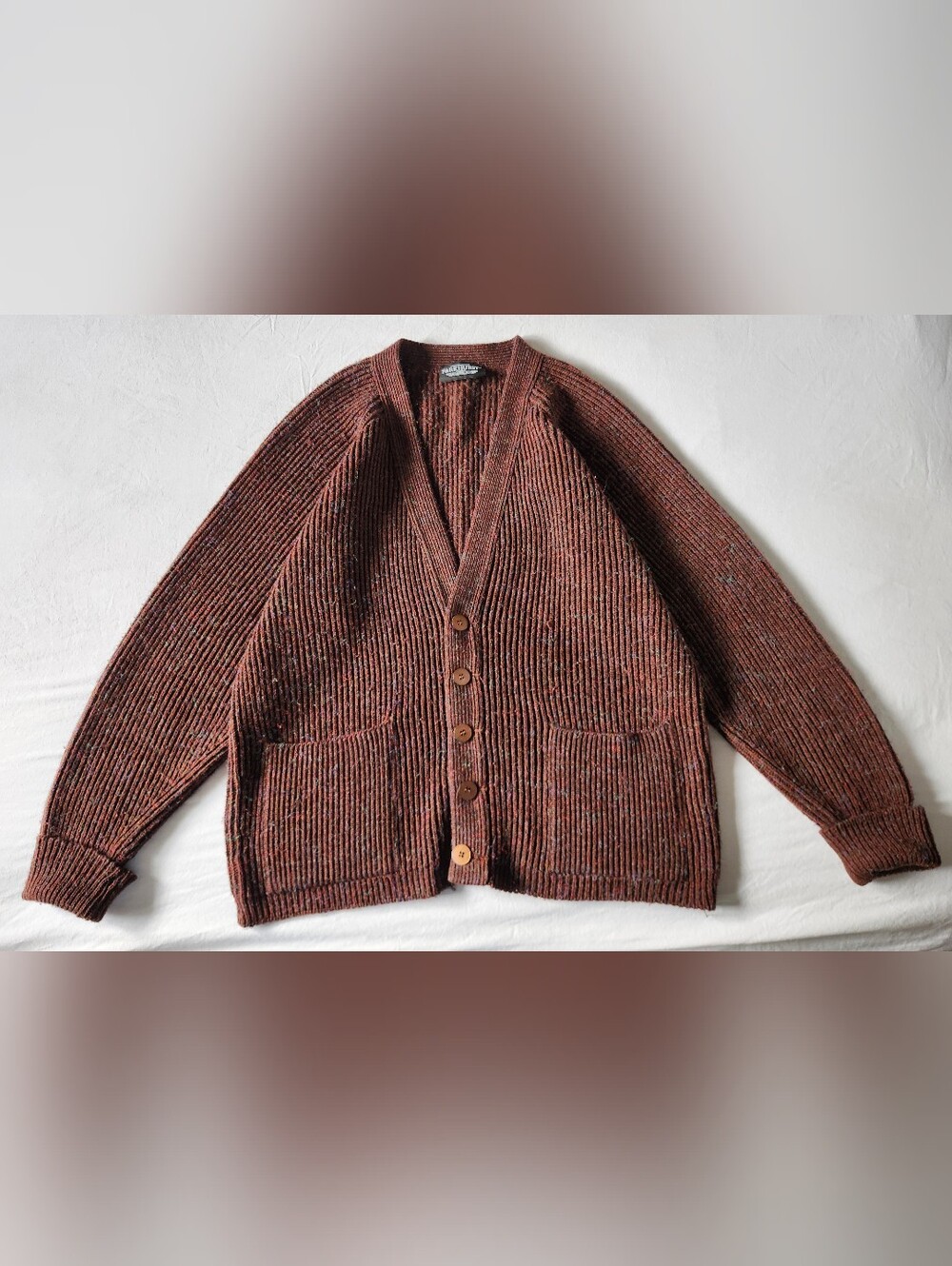 Vintage Parkhurst Brown Ribbed Cardigan Sweater - Picture 7 of 12